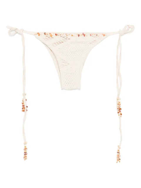 PatBO beaded tie bikini bottom Neutrals CAB32828