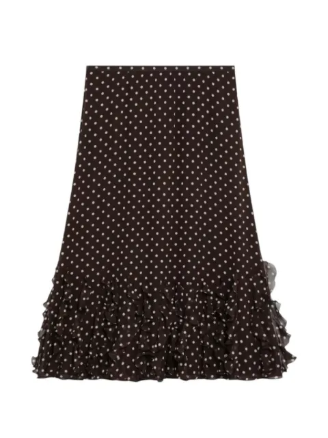 Valentino Garavani polka dot ruffled midi skirt Brown BRAEP59AB