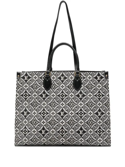 Louis Vuitton Pre-Owned Louis Vuitton OnTheGo GM jacquard-monogram tote bag Black LVONHEGONERA