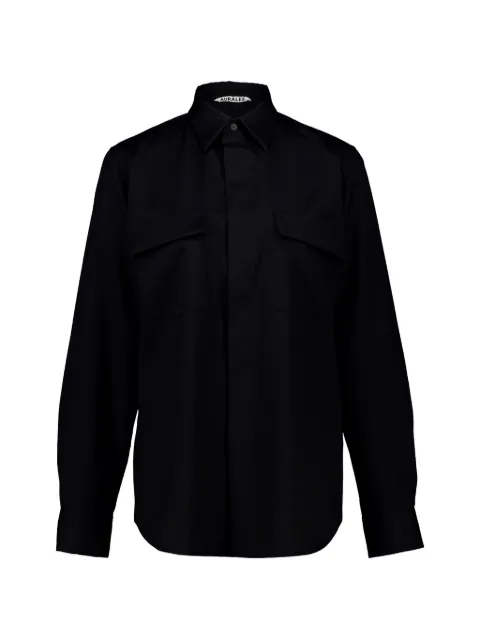 Auralee flap-pocket wool shirt Black A26SS04CH
