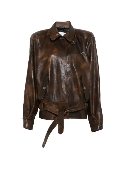 Magda Butrym belted jacket Brown SS26LEATHER18JACKETBROWN