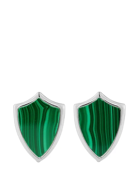 Mateo shield malachite cufflinks Silver MALACHITESHIELDCUFFLINKS