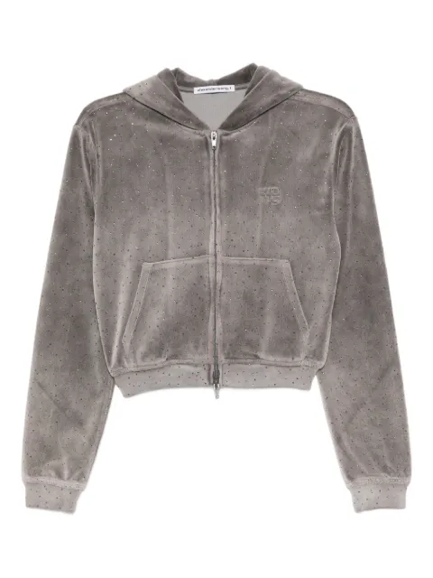 Alexander Wang crystal-embellished zipped hoodie Grey 4CC1262694