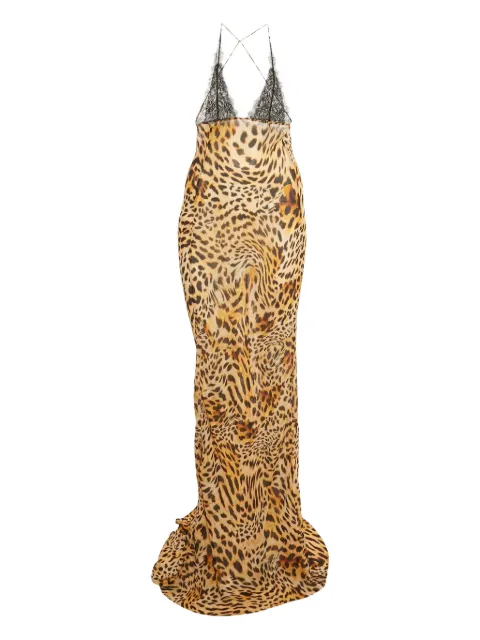 RAT & BOA Akima lace animal-print maxi dress Brown 1232522