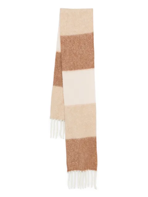 LOEWE striped-pattern fringed scarf Neutrals FSA6SS2W01