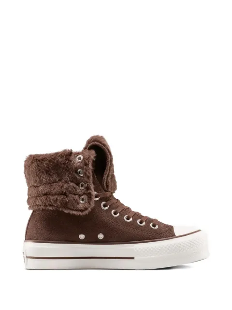 Converse Chuck Taylor All Star Fold-Over Lift Platform XHi Faux Fur sneakers Brown A15230C