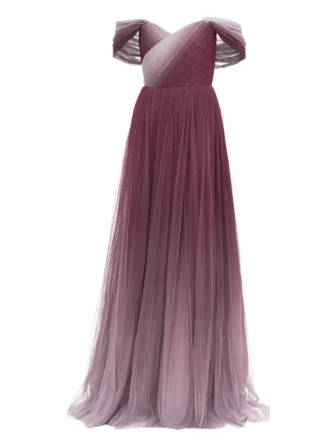 Ana Radu off-shoulder gradient dress Brown 47840