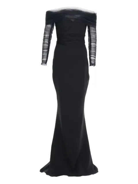 Ana Radu off-shoulder tulle gown Black 47820