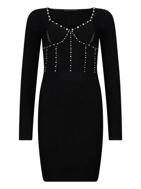 LIU JO knit dress with bejewelled embroidery Black PA6018MS99E