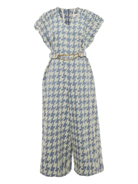 Poca & Poca houndstooth belted jumpsuit Blue 1208107