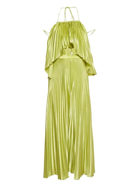 L'IDÉE satin pleated set Green 1186543