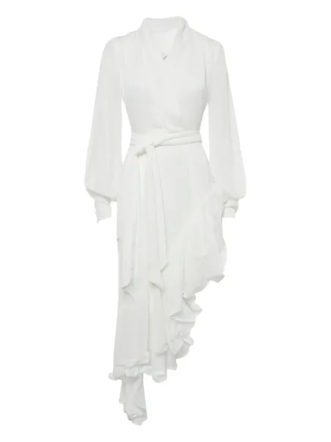 ELLIATT ruffled asymmetric-hem midi dress White 1178509