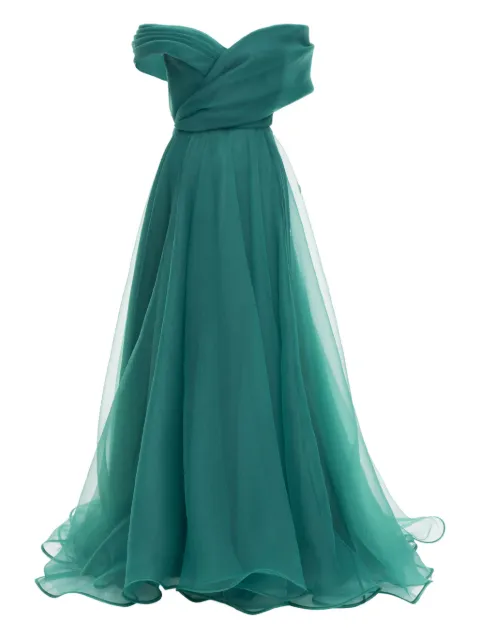 Ana Radu off-shoulder draped gown Green 35333