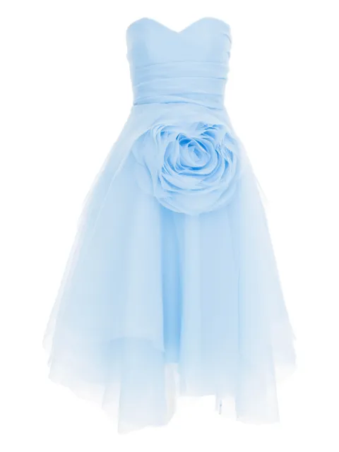 Ana Radu floral-appliqué strapless dress Blue 34944