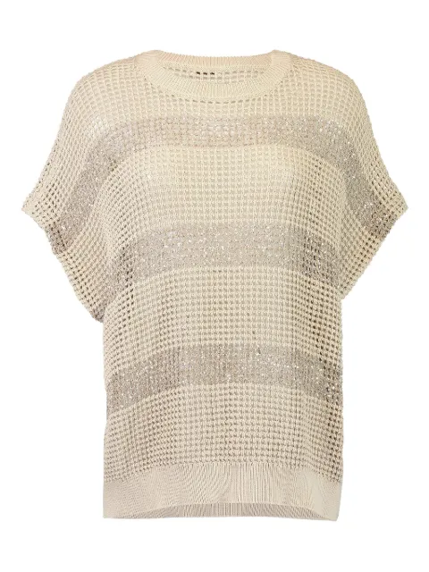 Brunello Cucinelli stripe-pattern crew-neck top Neutrals M58772820CKH72
