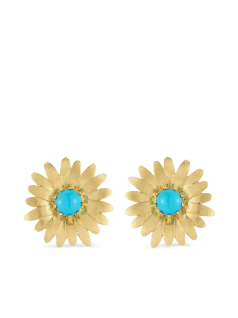 Tanya Farah turquoise daisy stud earrings Gold ESD32TQCTRGLD