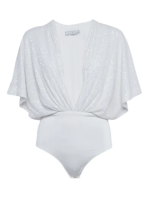 In The Mood For Love sequined plunge bodysuit White 1210281