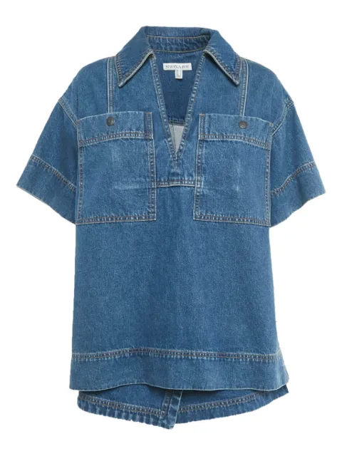 Shona Joy V-neck polo-collar top and shorts Blue 1232186
