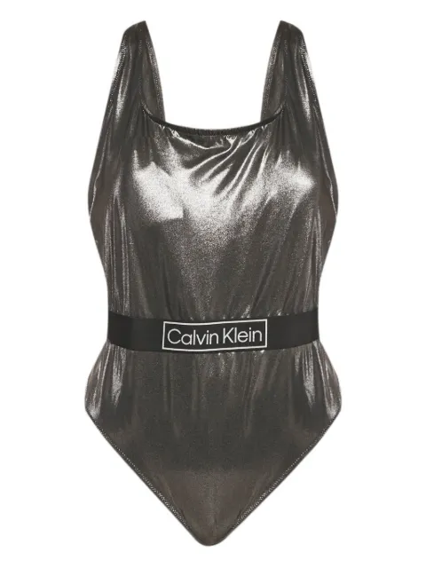 Calvin Klein logo-band swimsuit Grey 1206608