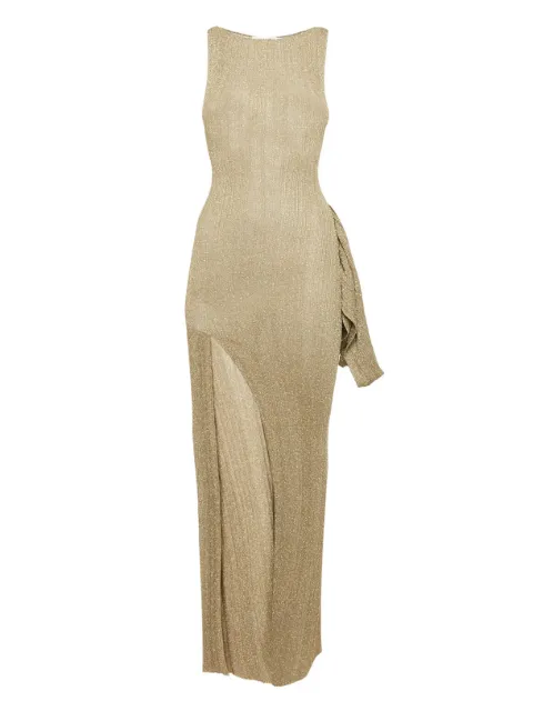 Aya Muse knit split maxi dress Gold 1159743