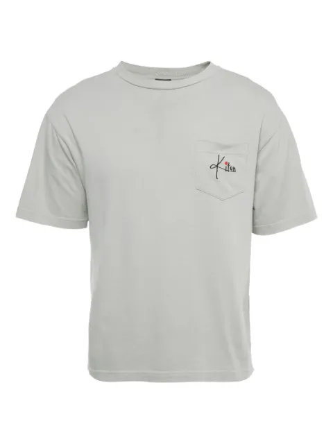 Kiton crew-neck logo-embroidery T-shirt Grey 1191869