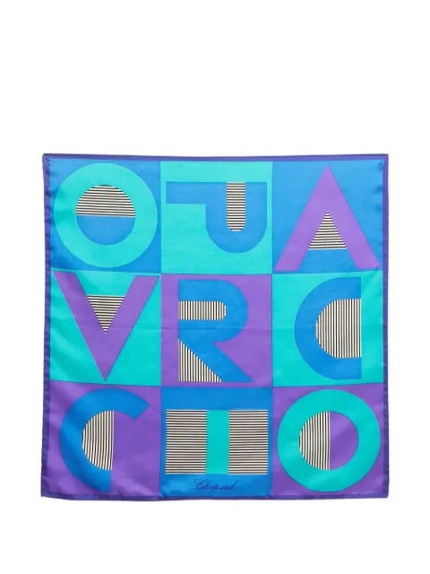 Chopard Pre-Owned logo-lettering silk scarf Blue 1192824