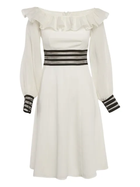 Zayan ruffled-neckline long-sleeve dress White 1209685