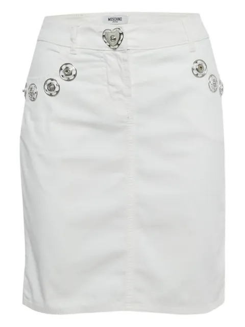 Moschino Pre-Owned denim button pencil skirt White 1197462