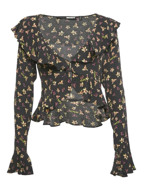 ROTATE BIRGER CHRISTENSEN floral-print ruffle blouse Black 1192935