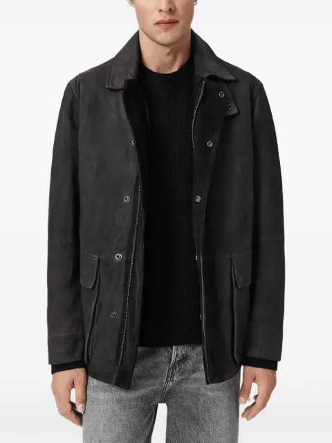 AllSaints Bolton waxed suede coat Black M003LD