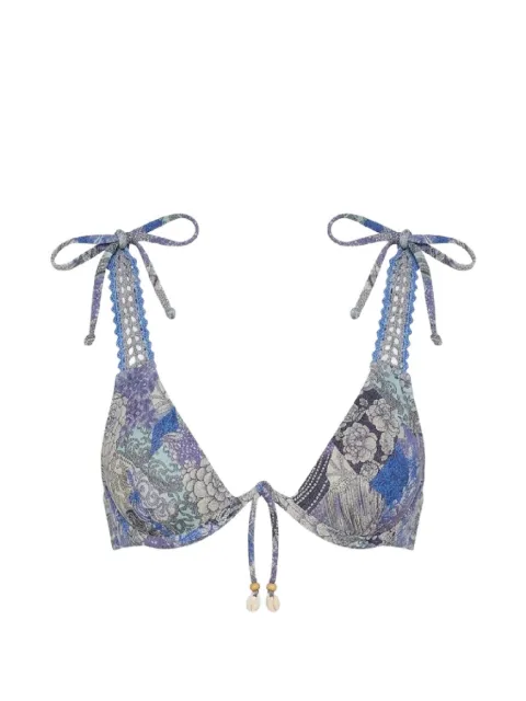 Del Maar Nahua floral-print tie bikini top Blue DMB158TOP