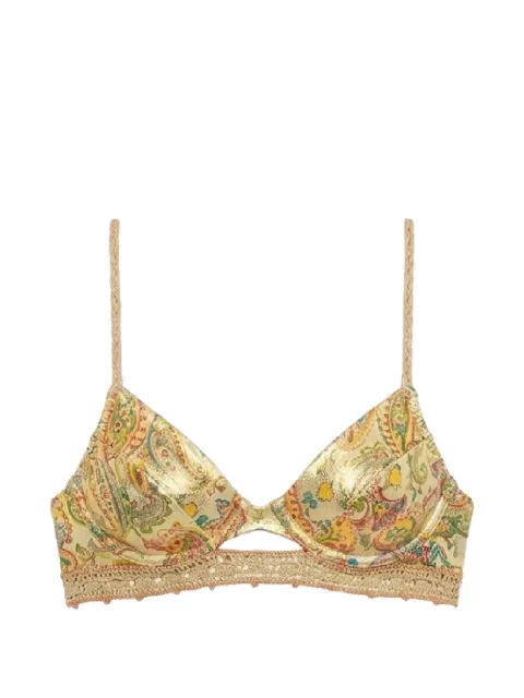 Del Maar Calanie paisley-print reversible bikini top Neutrals DMF288TOP