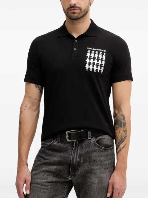 Karl Lagerfeld logo-print polo shirt Black 745400554235