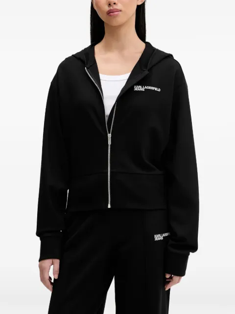 Karl Lagerfeld Jeans zip-up logo hoodie Black B1W20062999