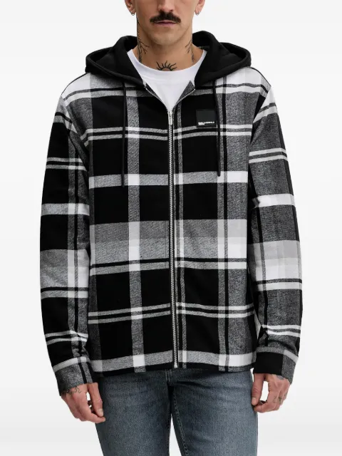 Karl Lagerfeld Jeans hooded checked cotton jacket Black B1M14022998