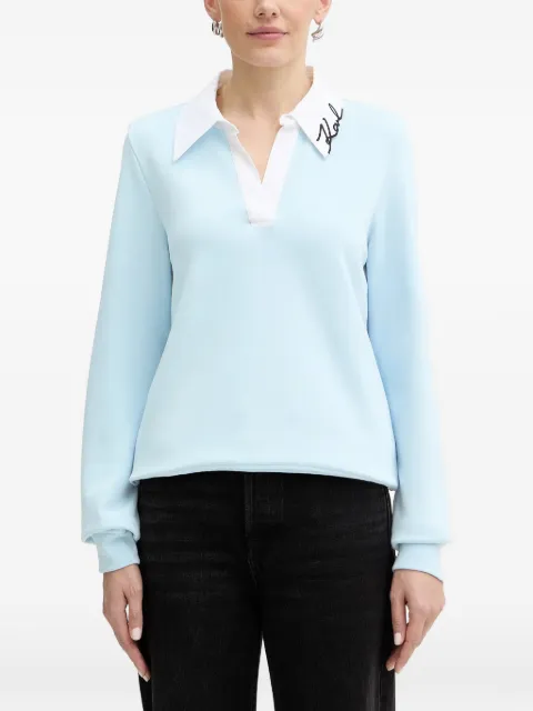 Karl Lagerfeld embroidered-logo collar polo shirt Blue B1W200201KZ