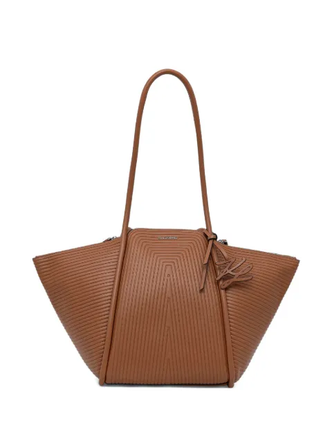 Karl Lagerfeld ribbed-texture zip tote bag Brown B1W300431UR