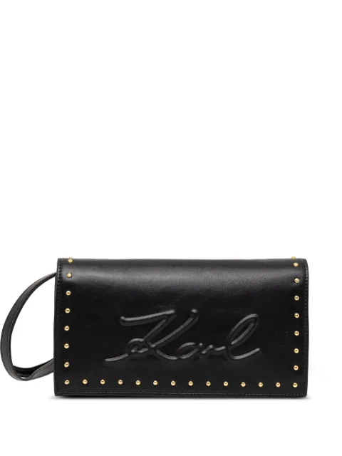 Karl Lagerfeld embossed studded wallet on strap Black B1W32075992