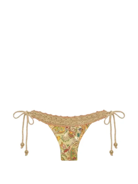 Del Maar Calanie crochet-trim printed bikini bottom Yellow DMF288BOTTOM