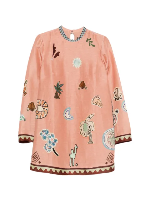 ALEMAIS x LRNCE Laurence beaded embroidered mini dress Pink 6331D