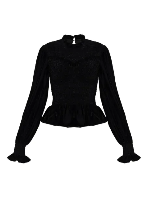 AllSaints smocked ruffled top Black W062PD