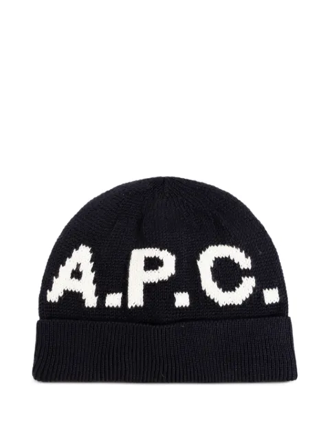 A.P.C. lettering knitted beanie Black WOASLM25113