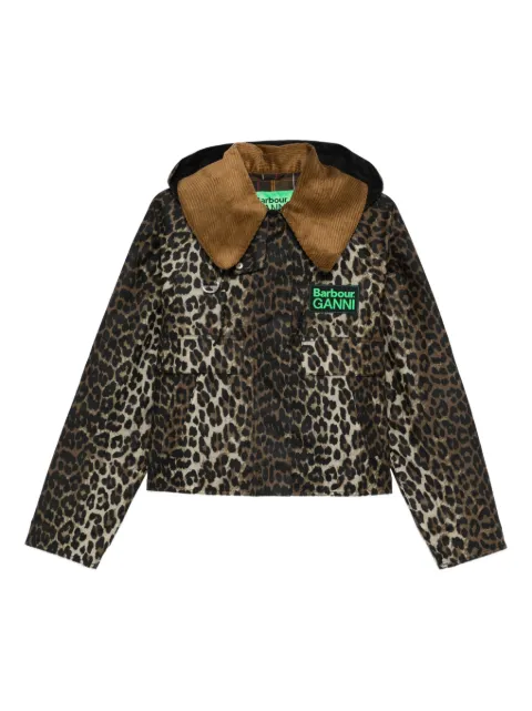 Barbour x Ganni leopard-print corduroy-collar jacket Brown LWX1529