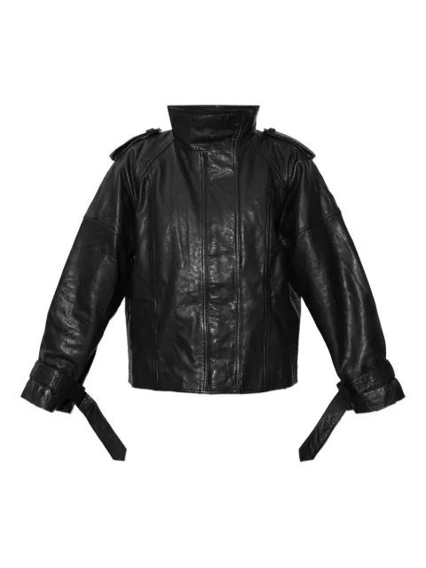 AllSaints high-neck leather jacket Black W051LD