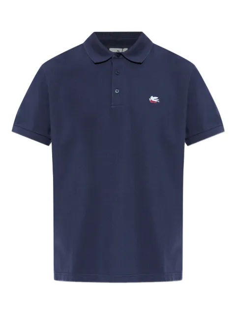 ETRO cotton pique-polo shirt with Pegaso embroidery Blue MRMD0005AU135