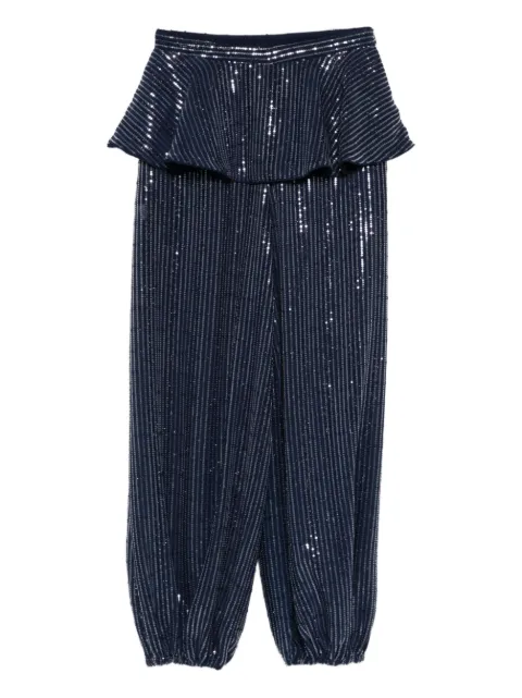 Adriana Degreas sequin-embellished ruffled trousers Blue CCBE0006125