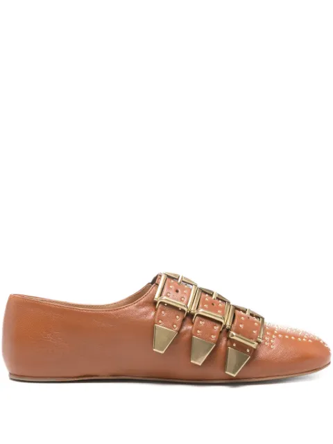 Chloé Susanna buckle studded shoes Brown CH26S16YUN