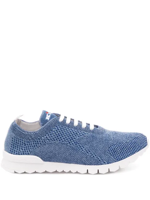 Kiton textured lace-up low-top sneakers Blue USSFITSN011510400G