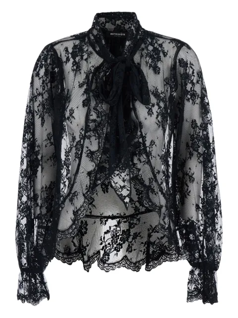 Retrofete bow-detail lace blouse Black RFW251205411BLK