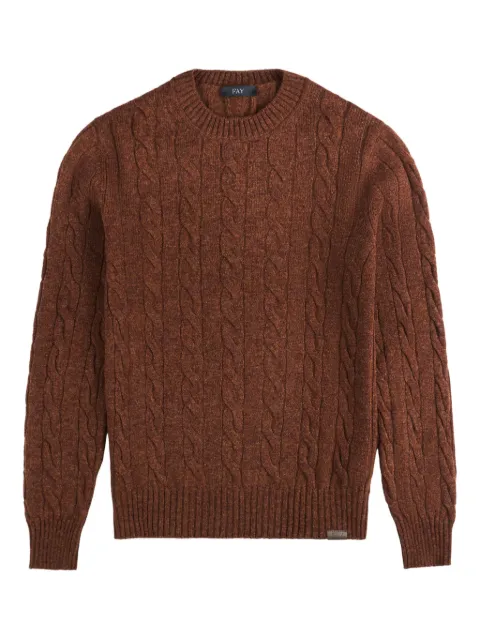 Fay cable-knit crew-neck sweater Brown NMMC1512140XNJ